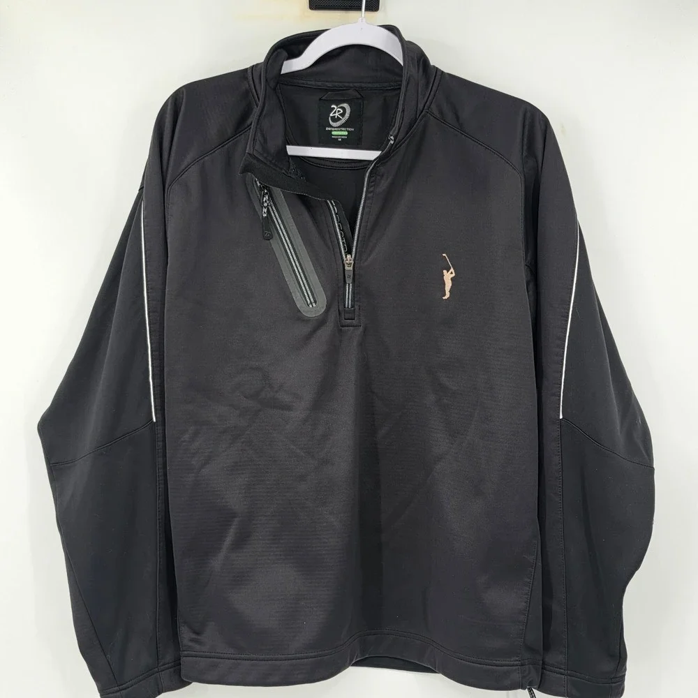 Zero Restriction Mens Black Tour Series Quarter Zip Golf Pullover Jacket Size M